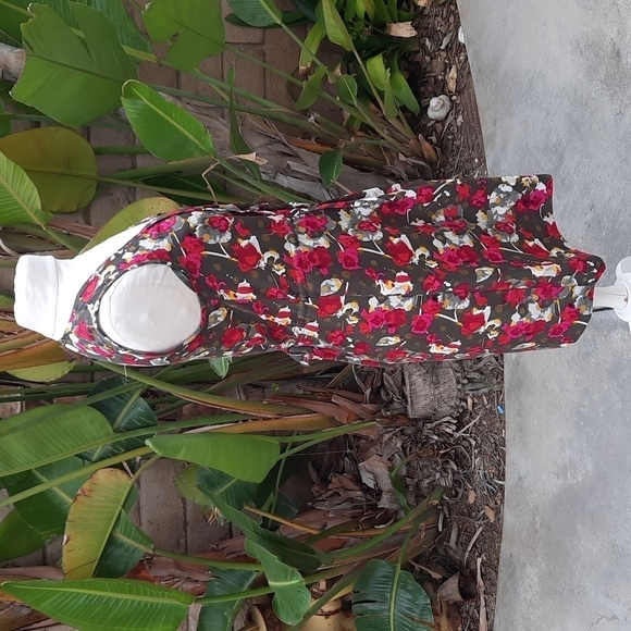 Rachel Rachel Roy Floral Trapeze Dress Olive Green Pink Sleeveless Flowy small - Picture 3 of 11